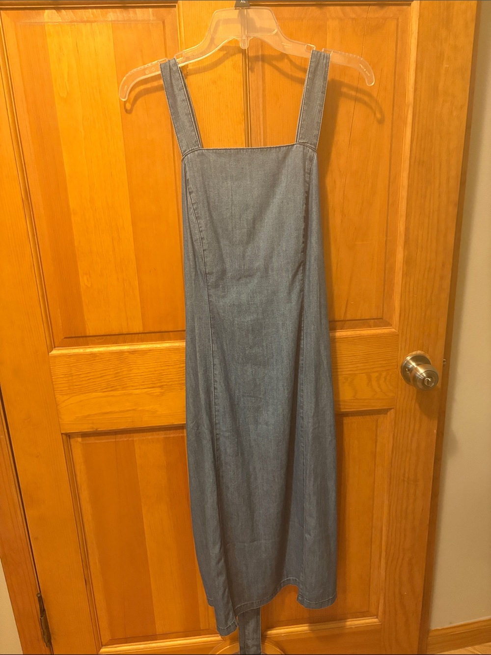 POPSUGAR Denim Blue Square-Neck Midi Dress